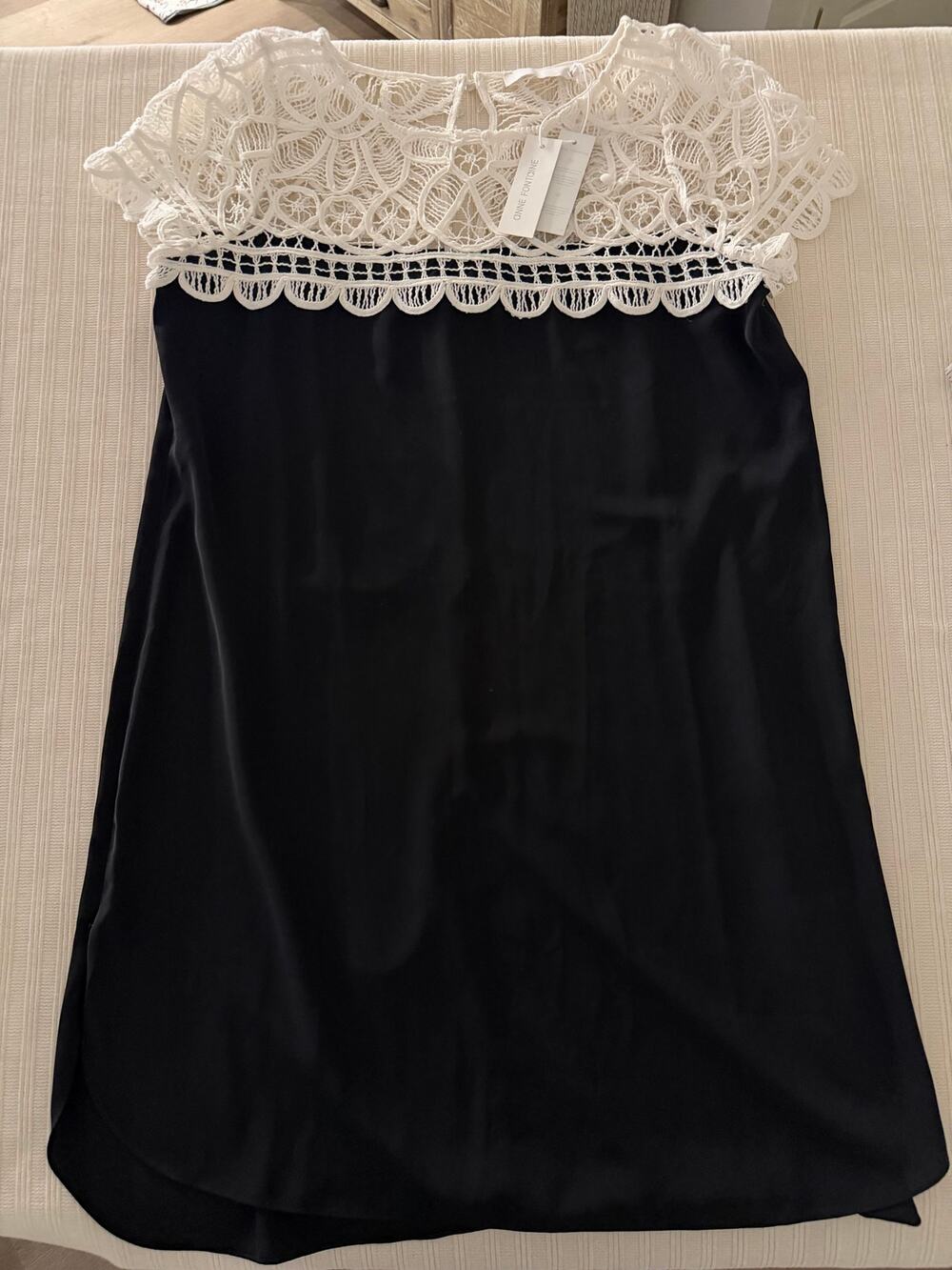 Anne Fontaine PASSY NWT Black and White Lace Shift Dress Size EU44